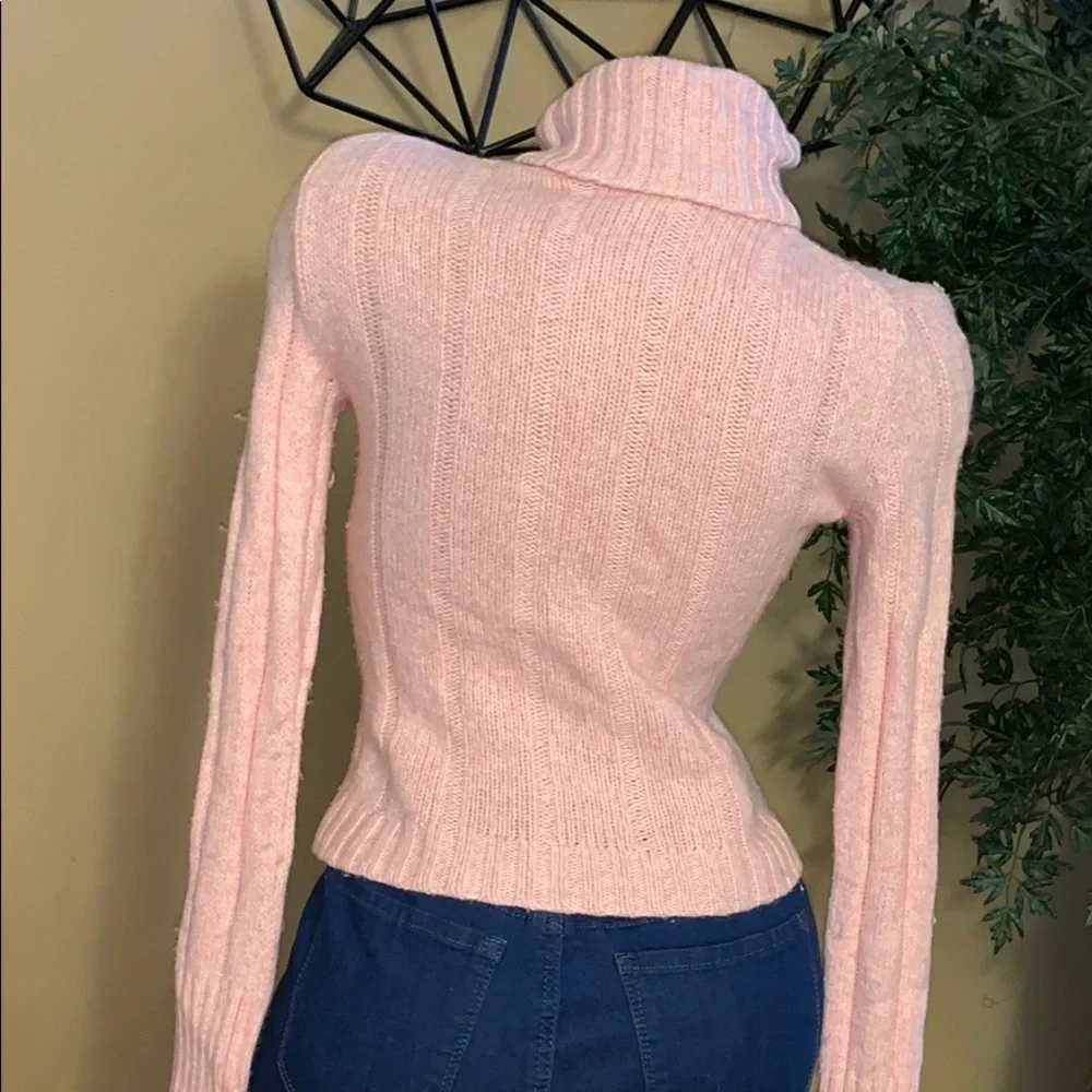 Vintage Express angora wool turtleneck minimalist feminine sweater pink small